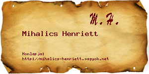 Mihalics Henriett névjegykártya
